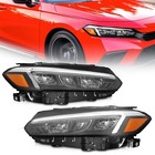 Headlights For 2022-2023 Honda Civic Black Trim Full Led Headlamps L r Pair