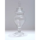 Vintage Large 12  Blown Glass Clear With Lid Specimen Apothecary Jar