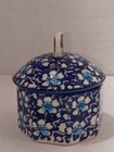 Polish Pottery Mini Octagon Ceramic Pretzel Box Flowers On The Lake