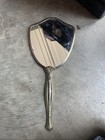 Vintage Art Deco Handheld Vanity Mirror Metal Frame Gold   Silver Tone Victorian