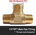 2pcs Brass Tee Pipe Fitting 1 2  Npt Male X 1 2  Npt Male X 1 2  Npt Male For Wa