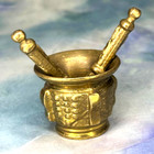 Antique Heavy Solid Brass Mortar And Pestle Large Pharmacy Apothecary
