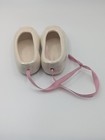 Vintage Ceramic Baby Shoes Ornament Pink Ribbon Pearl Iridescent