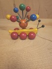 Vintage Kouvalias Wooden plastic Banana Caterpillar Pull Toy Mfg  Greece 1970 s