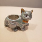 Vintage Cat W  Bowtie Pin Cushion Holder Porcelain Japan