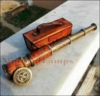 Nautical Antique Brass Telescope Marine Leather Pirate Spyglass Vintage Scope