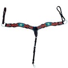 Beaded Hand Tooled Leather Headstall Breast Collar Set Western Saddle Horse Tack