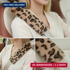 Leopard Print Seat Belt Cover Pad 2 Pcs Cute Plush Fluffy Fuzzy Seatbelt Covers