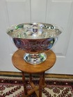 Vtg 50s 60s Silverplate Punch Bowl Wine Chiller Pedistal Embossed Floral Crest