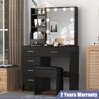 Vanity Dressing Table Makeup Desk With Led Light Mirror Drawers Storage Set
