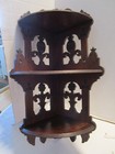 Antique Mahogany Wood Corner Wall Shelf Victorian 3-tiers Curio Display 1880 s