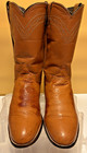 Justin Roper Boots Exotic Smooth Ostrich 3021 Cognac Tan Made In Usa Men s 9 5b