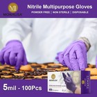 Monalisa    Purple Disposable Exam Nitrile Gloves Powder Free 5mil M l xl