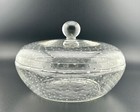 Czechoslovakia Glass Powder Jar Vanity Hand Blown Controlled Bubbles   Puff Vtg