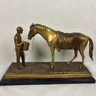 Bronze Statue Antique Delaware Park Horse Racing Marble Base Rare Collectible