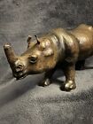 Mid Century Leather Tooled Rhinoceros Sculpture 15   d