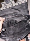 Coach Signature Logo Satchel Top Handle Bag Black Gray Zip Buckle Silver