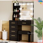 Vanity Set Makeup Desk With Led Lighted And Mirror 6 Drawer Dressing Table stool