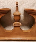 25  Long X 7-1 2 pediment W  Finial   Scrolls   Medium Stain Solid Wood Salvage