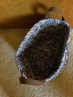 Basket With Faux Leather Handles  Handmade  Crocheted 