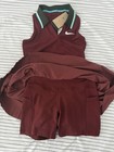Nike Tennis Set Skirt And Top Women Sz Medium Burgundy Fz6766-619   Fz6752-619
