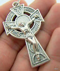 Silver Toned Base Irish Celtic High Cross Crucifix Pendant  1 7 8 Inch