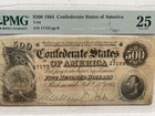 T-64  500 Confederate Bill  Pmg 25 Very Fine  Grade Has No Comments  Distinct