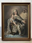      Fine Antique 18th Spanish Colonial Old Master Queen Virgin Mary Oil Painting