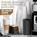 20 Oz Disposable Coffee Cups With Lids   Sleeves  50 Pack  - To Go Hot Cups