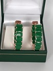 Vintage 1990-s 14 Ct Rolled Gold Large Emerald Hoops Earrings-hallmarked 585 Rg 