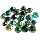 21 Antique Green Jeweled Buttons   Mostly Faceted Glass   Over 3 8  To 9 16 