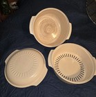 Tupperware Microwave Stack Cooker 3 Piece Set 1 75 Qt  3 Qt Vintage Almond W lid