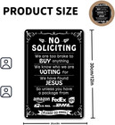 No Soliciting Sign For Front Door  Funny Jesus Voting Metal Wall Plaque House De