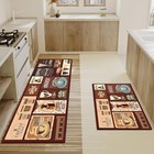 2 Piece Farmhouse Kitchen Rug Set  Rustic Vintage Style Theme Decor Kitchen 