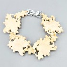 Vintage Japan Celluloid Crystal Pastel Flower Panel Link Bracelet 7 25 