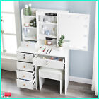 Dressing Desk Makeup Vanity Table Set W  Lighted Sliding Mirror stool 6 Drawer