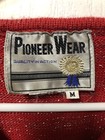 Vintage Red Knit Pioneer Wear Women s Size M Leather Fringe Western Sweater