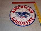 Vintage American Gasoline Powerful Eagle  11 3 4  Porcelain Metal Gas   Oil Sign