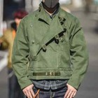 Men s Vintage Swedish Motocycle Jacket Cotton Army Military Workwear Green Coat