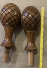 Pair Hand Carved Finial Newel Post 8    Cap 3    Mount Architectural Salvage Decor