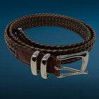 Perry Ellis Portfolio Brown Woven Bonded Leather Belt Men s Sz 36 Basketweave