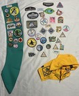 Huge Girl Scouts Lot     Sash W  Badges   40  Loose Patches   Cubscoutsneckerchief