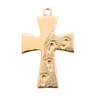 Gold Plated Sterling Silver Footprints In The Sand Cross Medal Necklace 18 chain