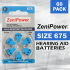 Zenipower Size 675 1 45v Mercury-free Zinc Air Hearing Aid Battery  6 Pack 