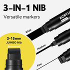 3 Jumbo Permanent Markers Black 15mm Thick Wide Tip Large Acrylic Paint Marker