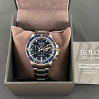 Bulova Marine Star 98b301 Men s Blue Dial Six-hand Chronograph Quartz Watch 45mm