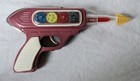 Vintage 1970 s Tin Friction Space Pistol Flint Ray Gun In Box - Working
