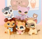 5pcs set Pet Shop Collie And Husky Puppy Dog Figure Bobble Head Cute Kids Gift