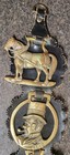 3 Horse Brass Bridle Medallions On Leather Saddle Decoration Antique The Cabby  