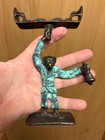 Vintage Cast Iron Bell Hop Butler Monkey Business Card Holder 6 75    With Patina